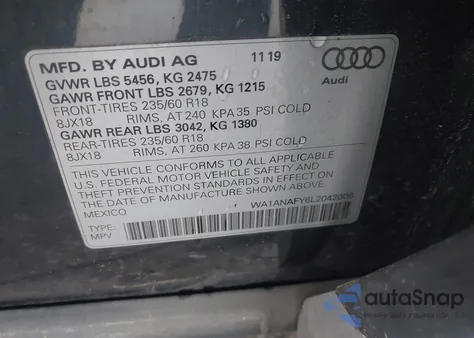 2020 Audi Q5 Premium 45 Tfsi Quattro S Tronic from USA, damaged, VIN WA1ANAFY6L2042006